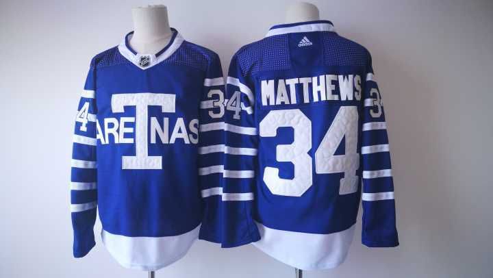 Men 2017 NHL Toronto Maple Leafs 34 Matthews Adidas blue jersey